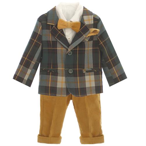 5PZBABY GIACCA 60%CO40%POL+PANT.100%CO+CAMICIA+PAP+POCHETTE