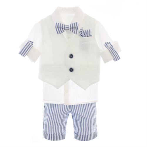 5PZBABY GILET+CAMICIA+BERMUDA+PAP.  +POCHETTE 56%LI.44%CO.-en