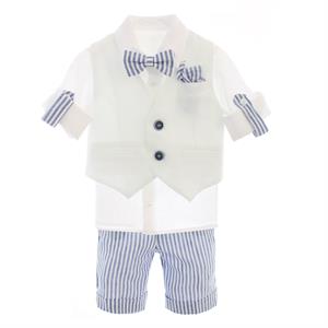 5PZBABY GILET+CAMICIA+BERMUDA+PAP.  +POCHETTE 56%LI.44%CO.-en