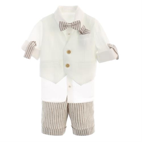 5PZBABY GILET+CAMICIA+BERMUDA+PAP.  +POCHETTE 56%LI.44%CO.