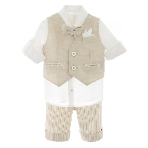 5PZBABY GILET+CAMICIA+BERMUDA+PAP+POCHETTE 100%POLIESTERE-en