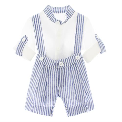 2ZBABY CAMICIA+SALOPETTE IN 56%LINO 44%COT.-en