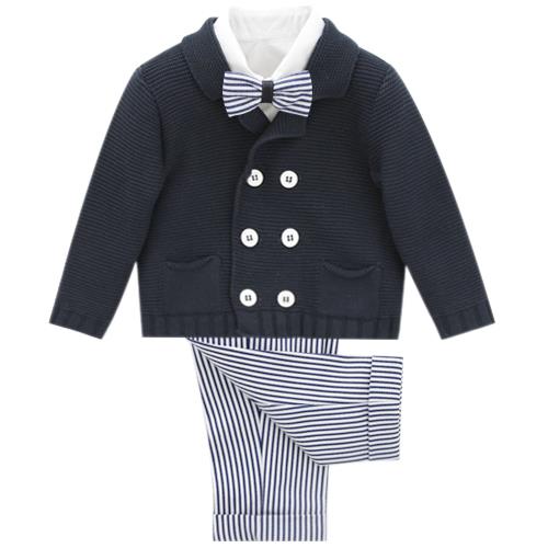 5PZBABY CAMICIA M/L 97%CO3%EL+PANTAL+CARDIGAN+PAPILL100%COTO